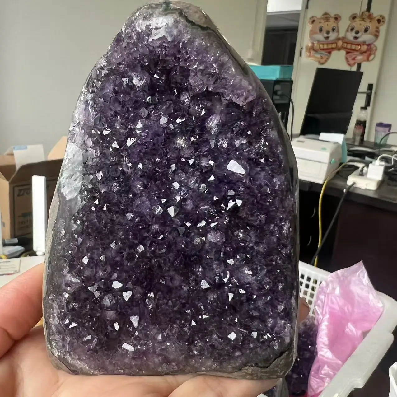 751g 11cm  Natural Uruguay Dream Amethyst Quartz Crystal Cluster stand