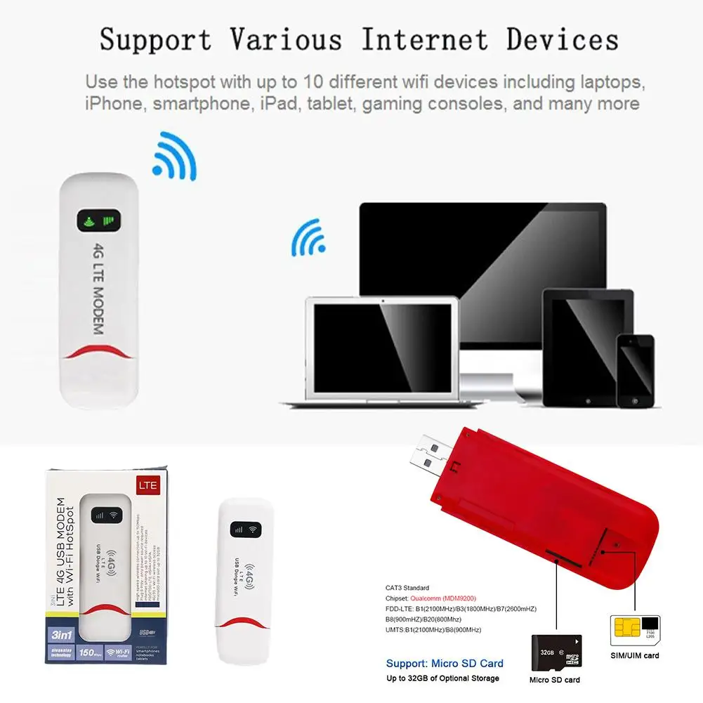 المحمولة واي فاي مودم USB عصا 4G LTE موزع إنترنت واي فاي 150Mbps فتحة للبطاقات SIM واي فاي دونغل 4G بطاقة راوتر لأجهزة أجهزة أجهزة أجهزة الكمبيوتر المحمولة UMPC
