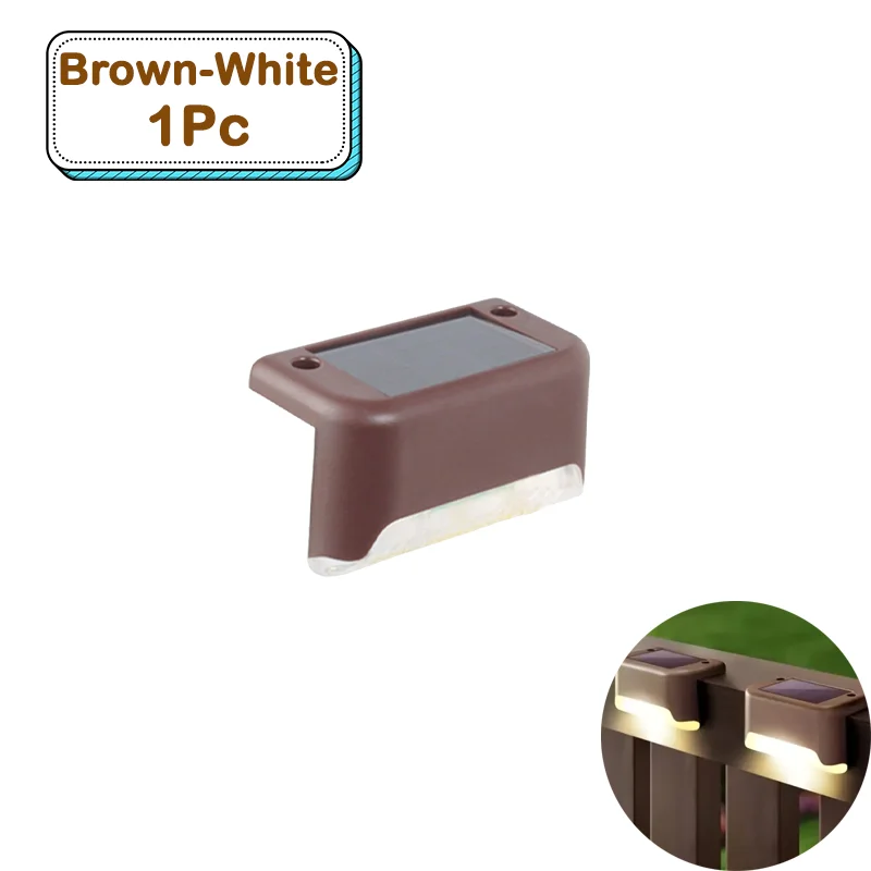 Outdoor Solar Step Lights Warm witte LED waterdichte trappadverlichting voor tuin terras hek balkon decoratie zonne-energie - afbeelding 1