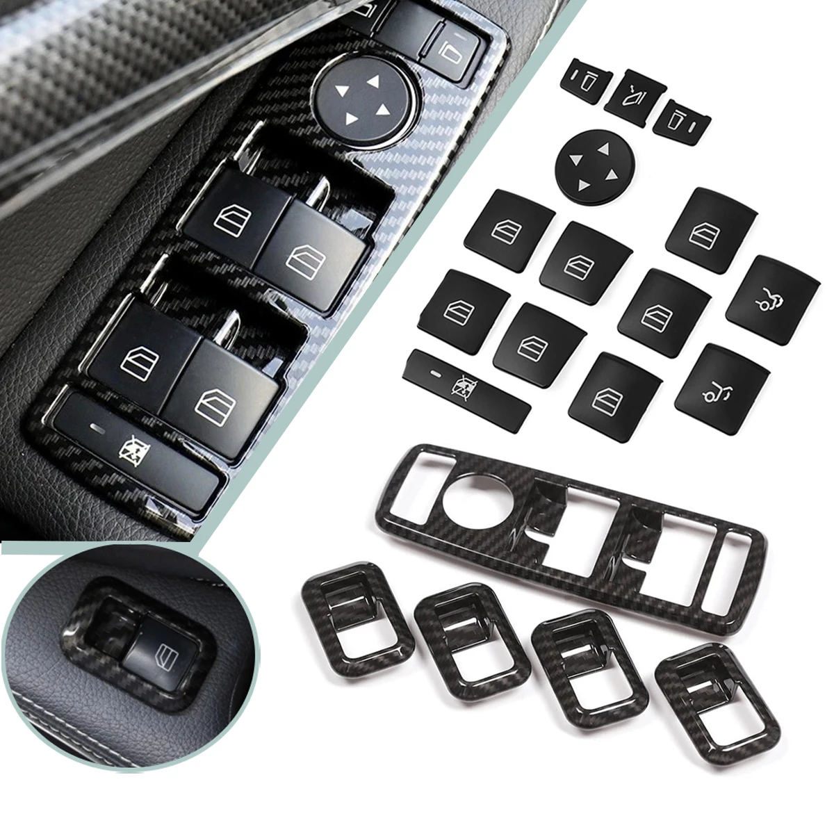 Наклейка на окно автомобиля, кнопка переключения, рамка, наклейка для Mercedes Benz A B C E GLE GLA CLA GLK A180 A250 B180 B250 E200 E350 GLE350