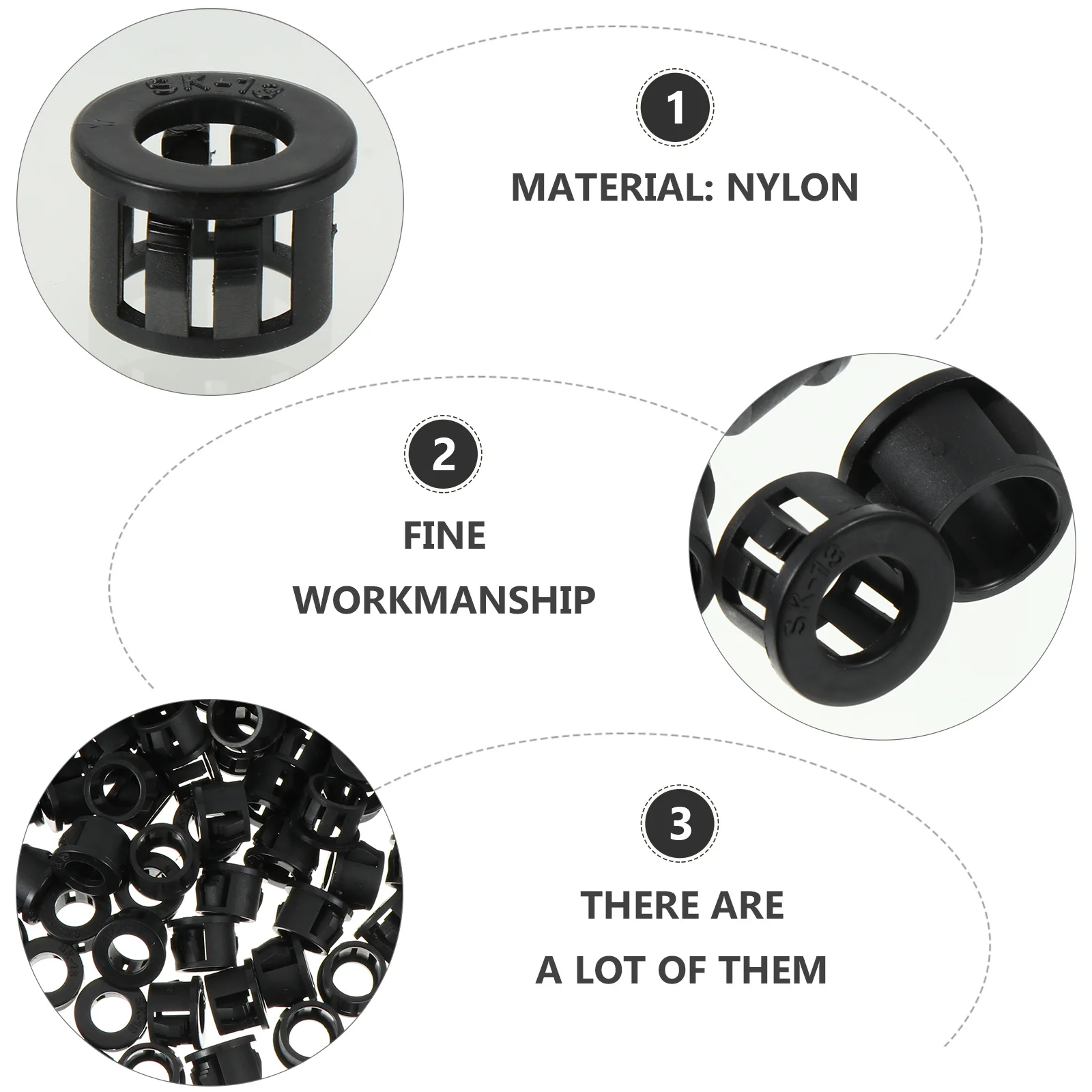 

100pcs Grommet Nylon Protective Bushing Heat Resistant Wearproof For Cable Protection Vibration Absorption Cable Snap