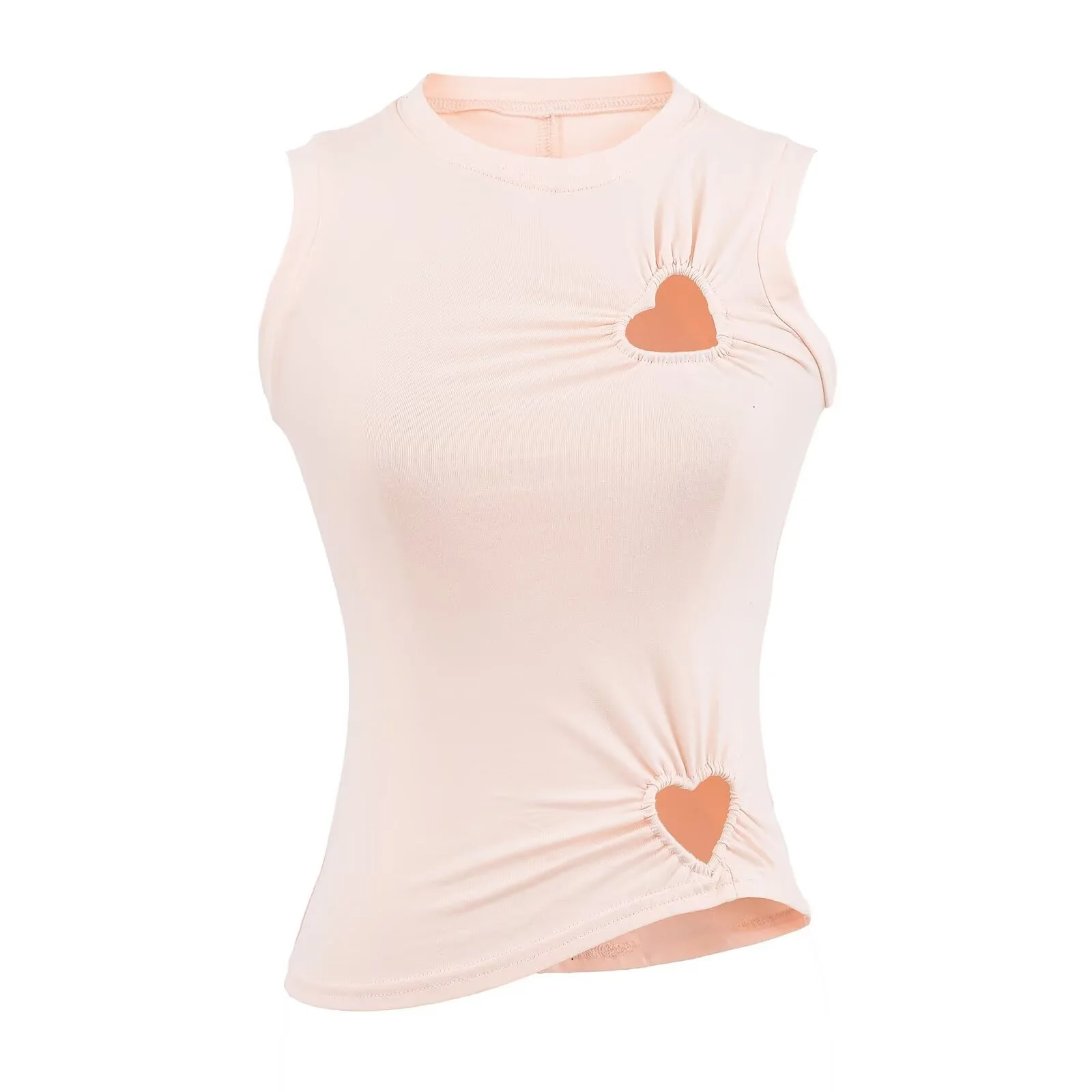 

ZBZA Spring New Women's Faion Design Love Heart Vest Top Slim Fit round Ne No Sve Polyester Fiber Casual irt