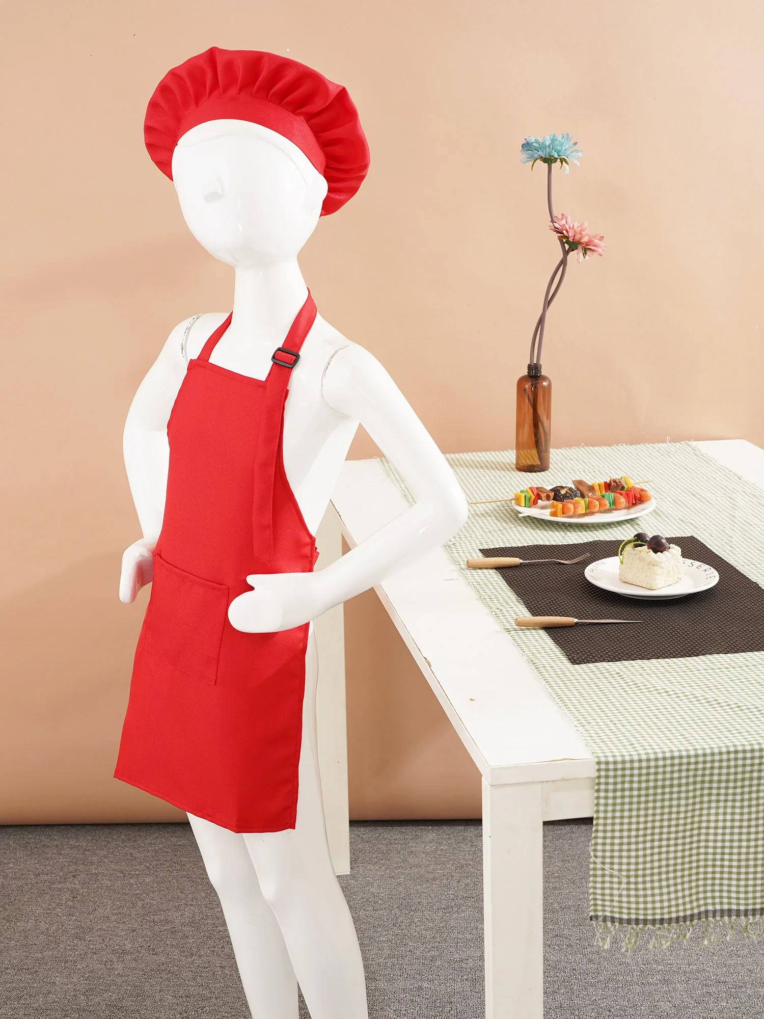 Unisex Chirdren Aprons Adjustable Apron and Chef Hat Set for Kitchen Cooking Baking Painting Training Wear Aprons Boys Girls