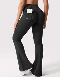 Newest Women Wide Leg High Stretch Yoga Leggings Naked Feeling Compression Fitness Workwear with pockets Yoga Pant