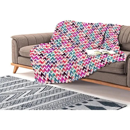 Realhomes Lotus Themed Zigzag Pattern Digital Printed Chenille Sofa Cloth