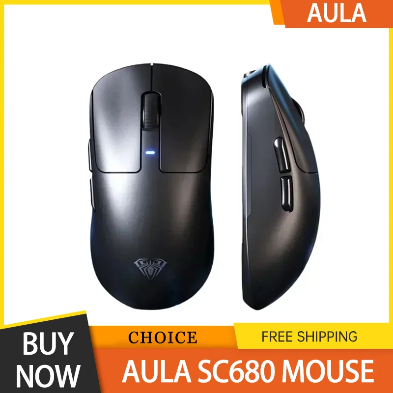 AULA SC680 Gamer Mouse 3Mode 2.4G Bluetooth Wireless Mouse Paw3395 Lightweight Mouse 26000DPI Esports Gaming Mice For PC Gifts