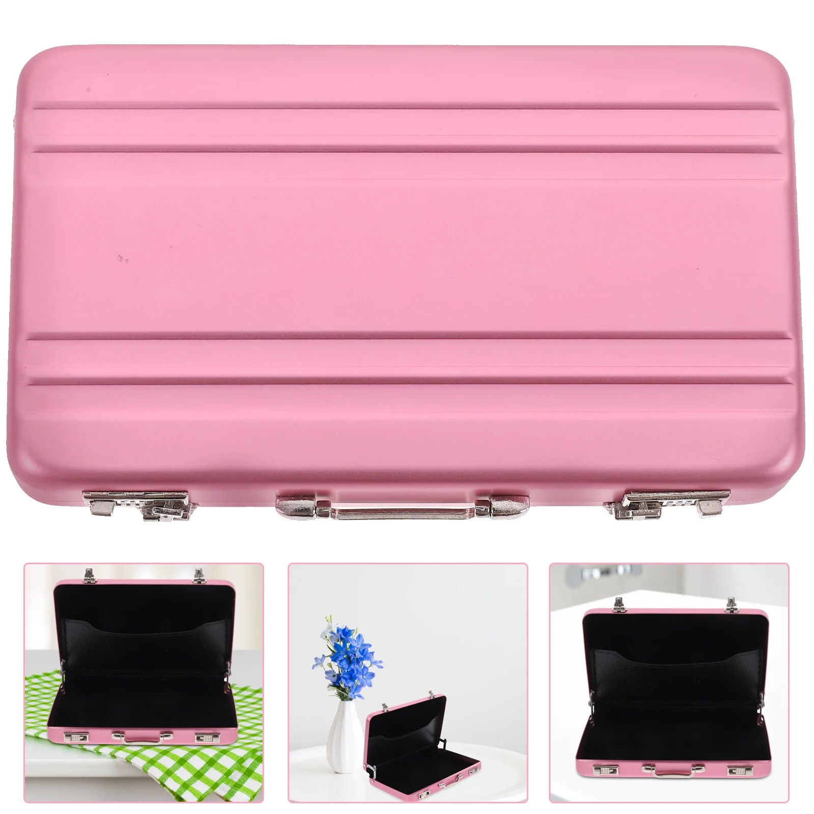 

Metal Business Card Box with Snap Closure Large Capacity Index Card Holder for Cards Photos Coupons Recipes Desktop Organizer