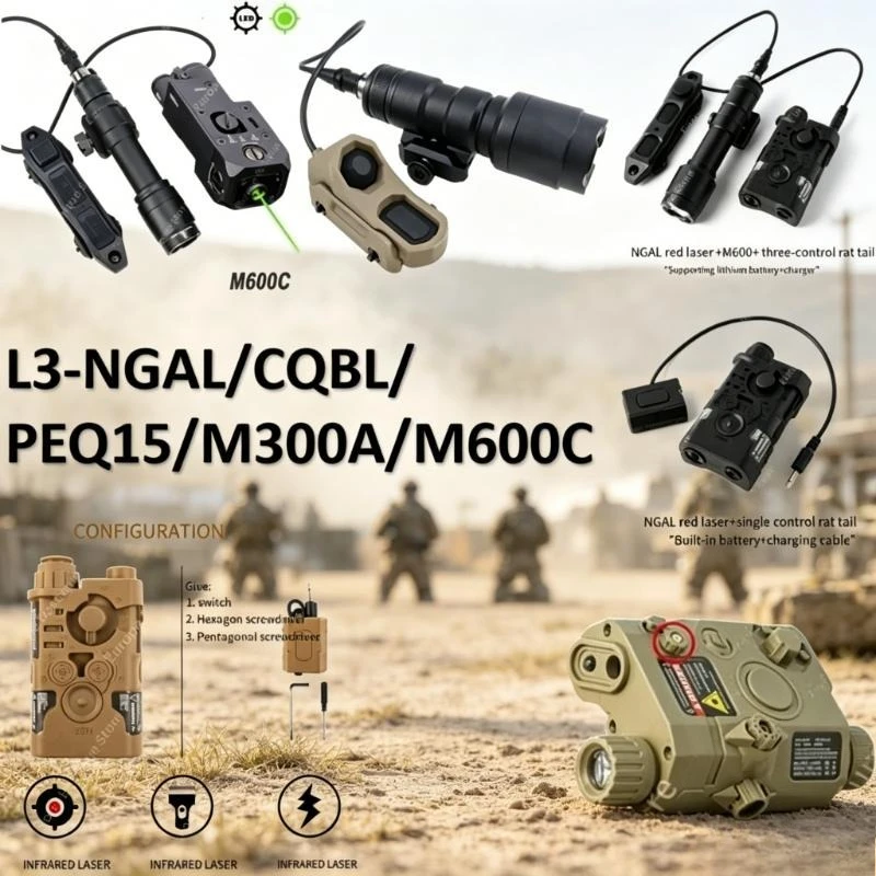 L3-NGAL/CQBL/PEQ15/M300/M600 Versatile Green Laser Flashlight Strobe Lamp With Control Switch For Outdoor Model Spares