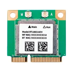 듀얼 밴드 Realtek RTL8821AEH AW-CB161H 와이파이 Wlan 카드, 블루투스 4.0 콤보 무선 하프 미니 PCI-E 어댑터, 433Mbps 802.11ac