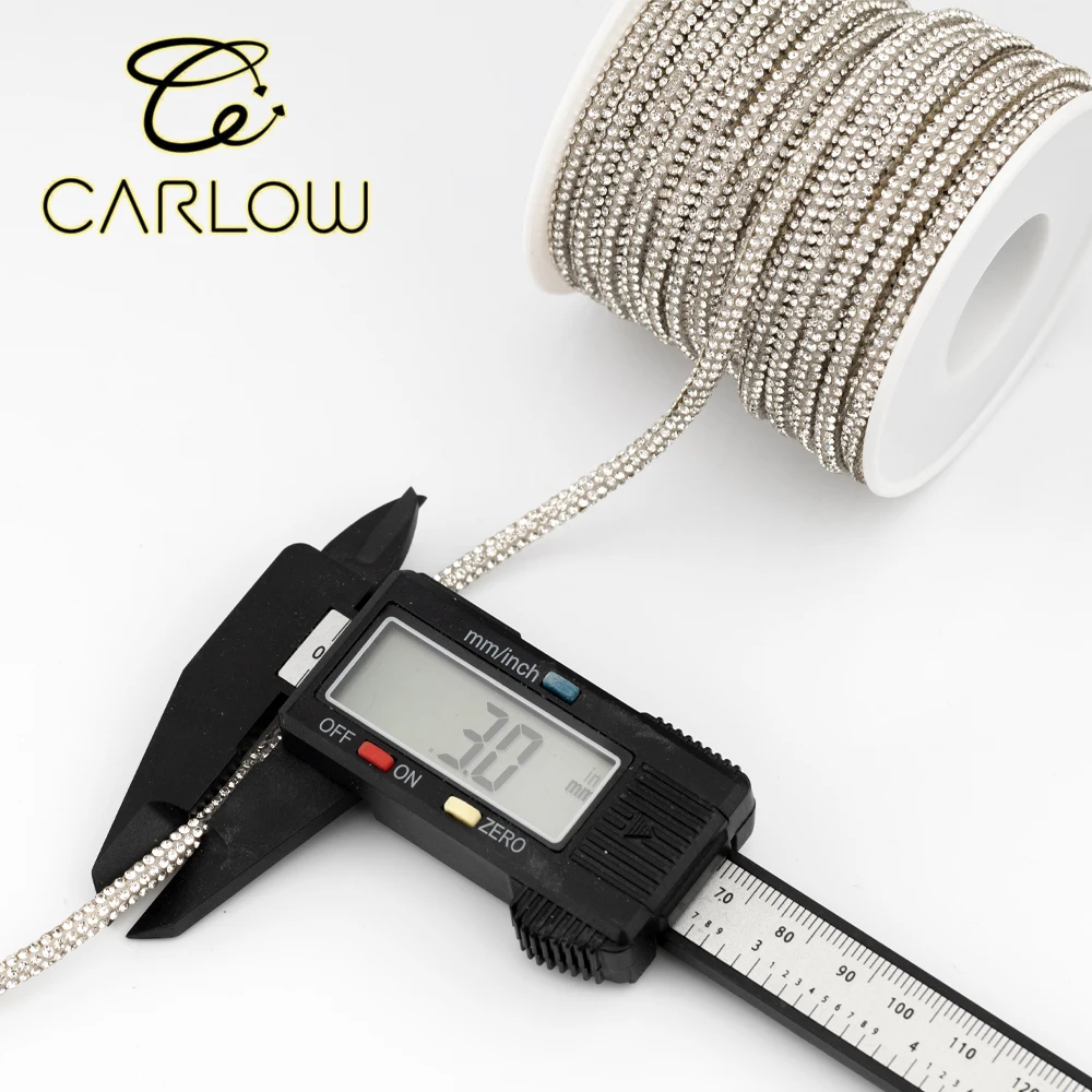 CARLOW 5/10 Yards 3mm Glitter Glass Rhinestones Rope Tube Diamond Cord Soft Shoelace Drawstring Trimming For DIY Hoodies Trouser