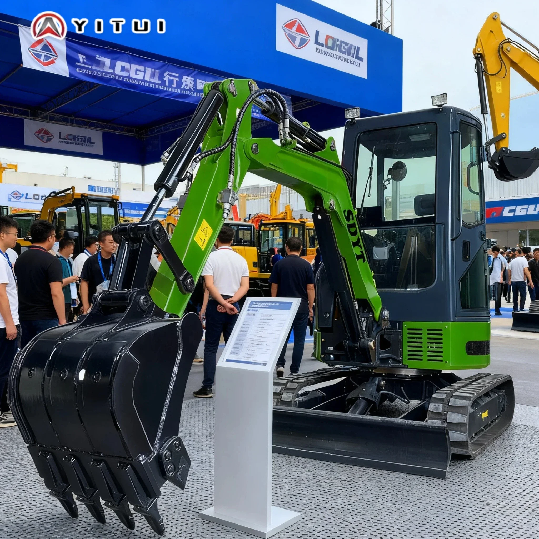 

Mini Excavator Showroom Best-Selling Product Mini Excavator Has A 2.6-Ton Side-Swinging Boom With A Cab Customized