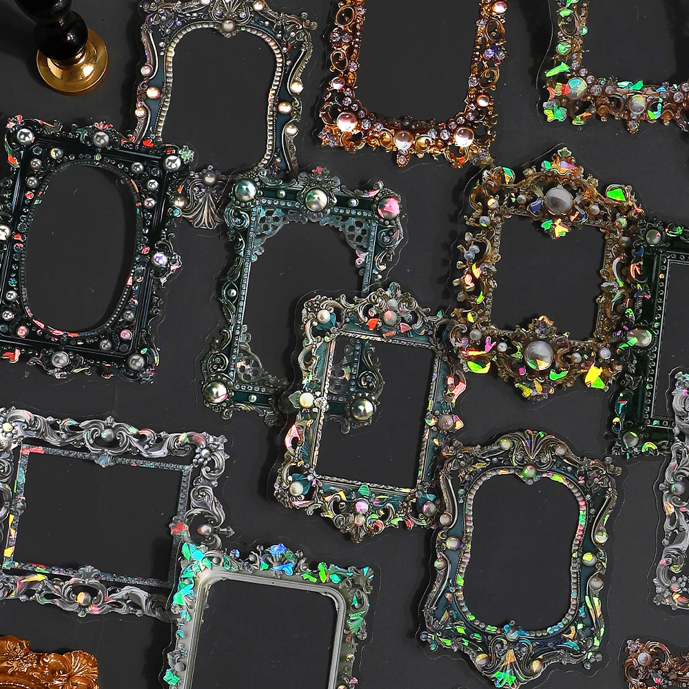 10pcs Shell Light PET Decorative Sticker Baroque Style Art Collage Junk Journal Planner DIY Scrapbook Material Sticker Stationer