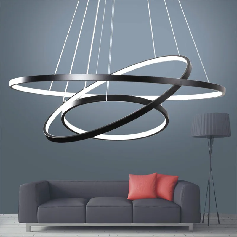 

5 Rings Circle Led Ceiling Chandelier Living Room Dining Table Staircase Pendant Home Decor Interior Lighting Lusters Fixtures