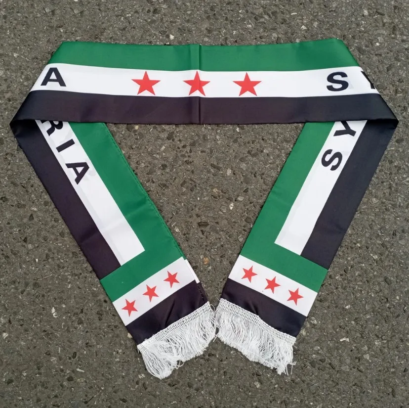 The Syrian Arab Republic Scarf Banner for Event Decoration Syrian Three Star Flag Desktop Ornament Flag 10PCS Hand Cranked Flag