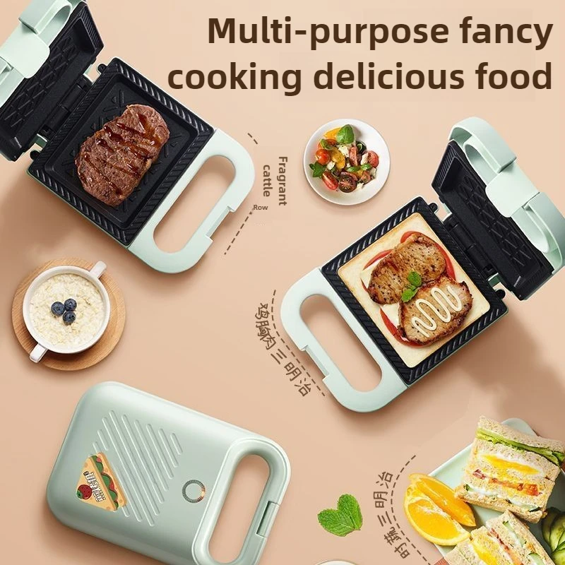 220 فولت المقلاة صانع الإفطار صانع الوافل الصغيرة التلقائي بالكامل المنزلية سهلة التنظيف على الوجهين طبق عميق صانع الساندوتشات