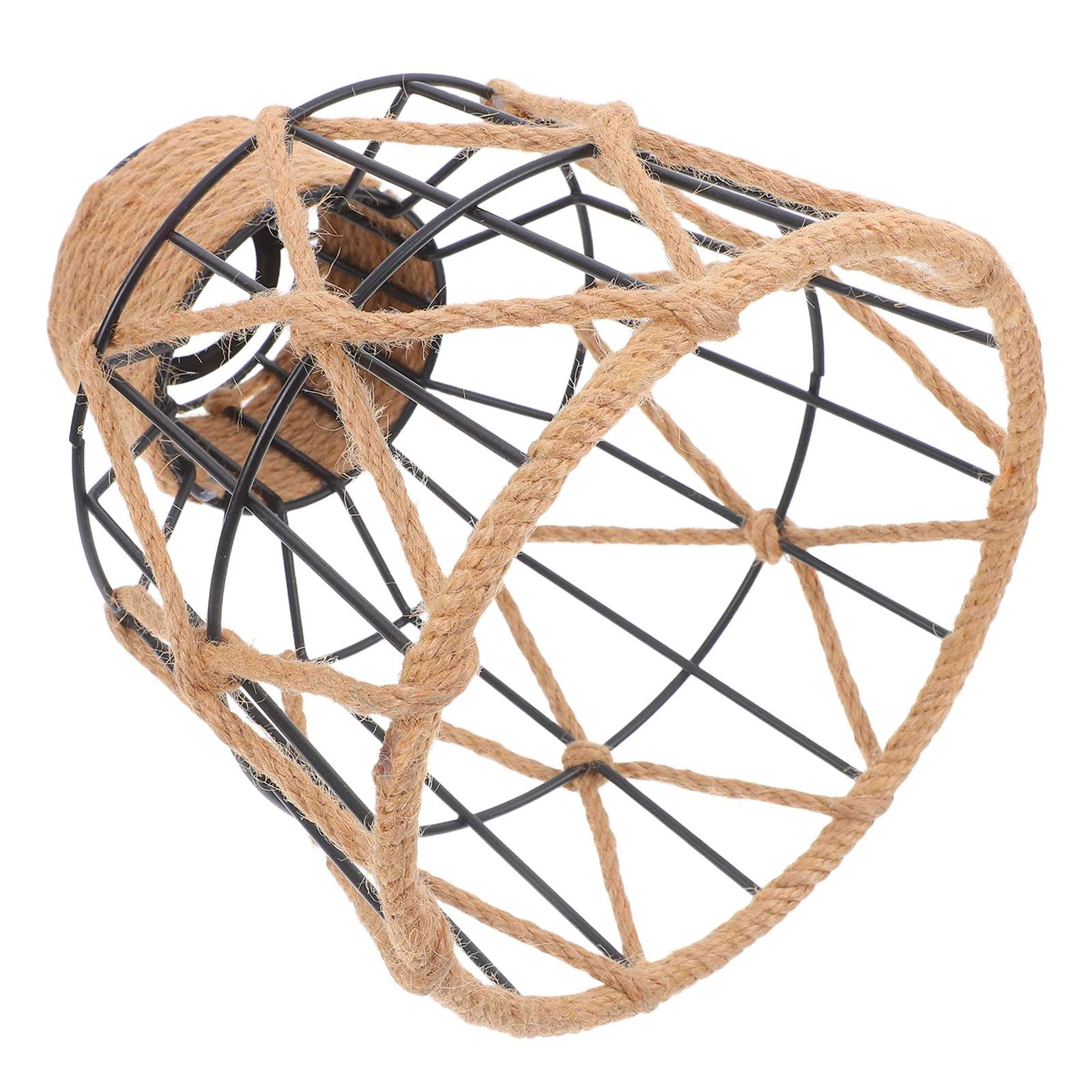 

Retro Hemp Rope Lampshade Vintage Metal Wire Cage E27 Bulb Guard Industrial Pendant Light Shade Decor Kitchen Bar Pub Restaurant