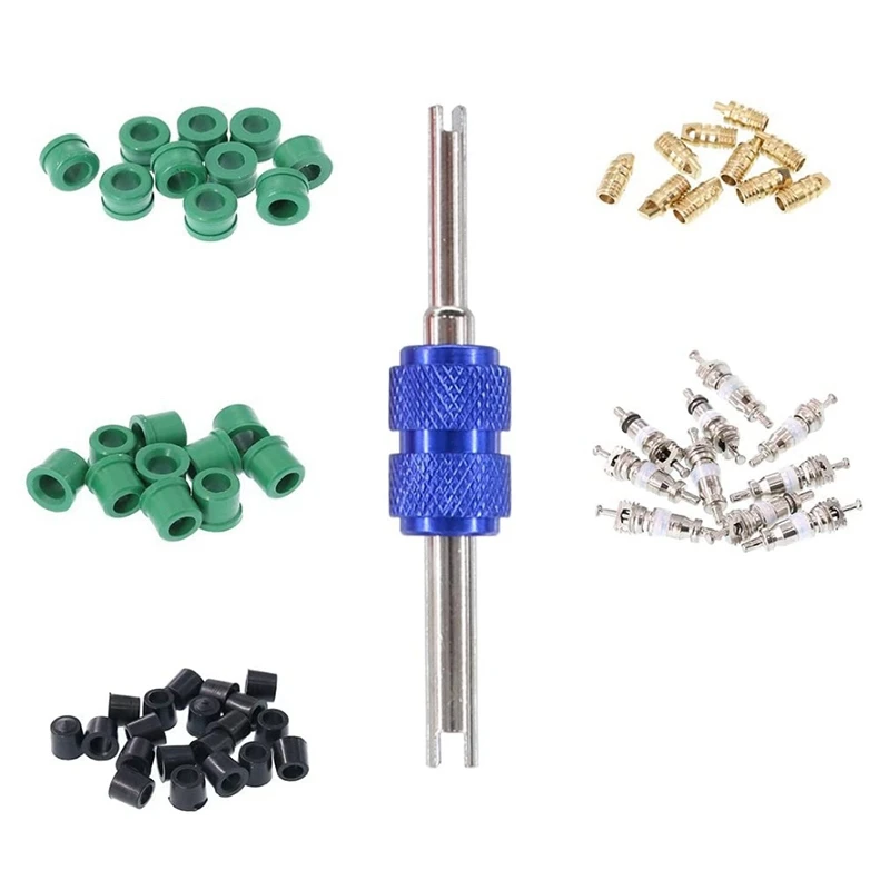 142Pcs A/C Air Conditioning Valve Core R12 R134A Refrigeration Valve Core R12 / R134A AC Master Valve Core Repair Kit
