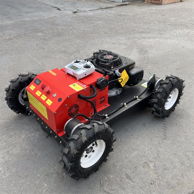 Portable Mini  Lawn Mower Four Stroke Engine Remote Controlled Tracked Heavy Duty Grass Cutting