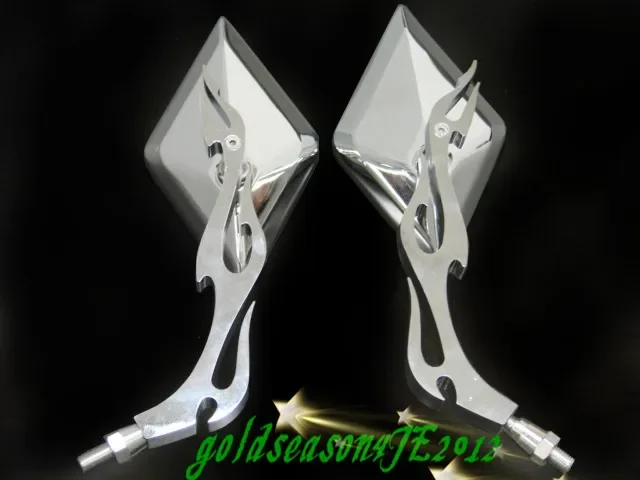 For Harley honda kawasaki suzuki yamaha CHROME DIAMOND FLAME MIRRORS