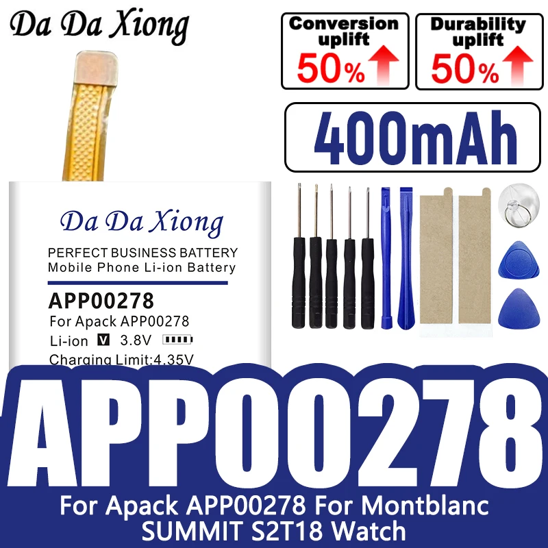 

DaDaXiong APP00278 400mAh Original Quality Battery For Montblanc SUMMIT S2T18 Watch Batteria + Free Tools