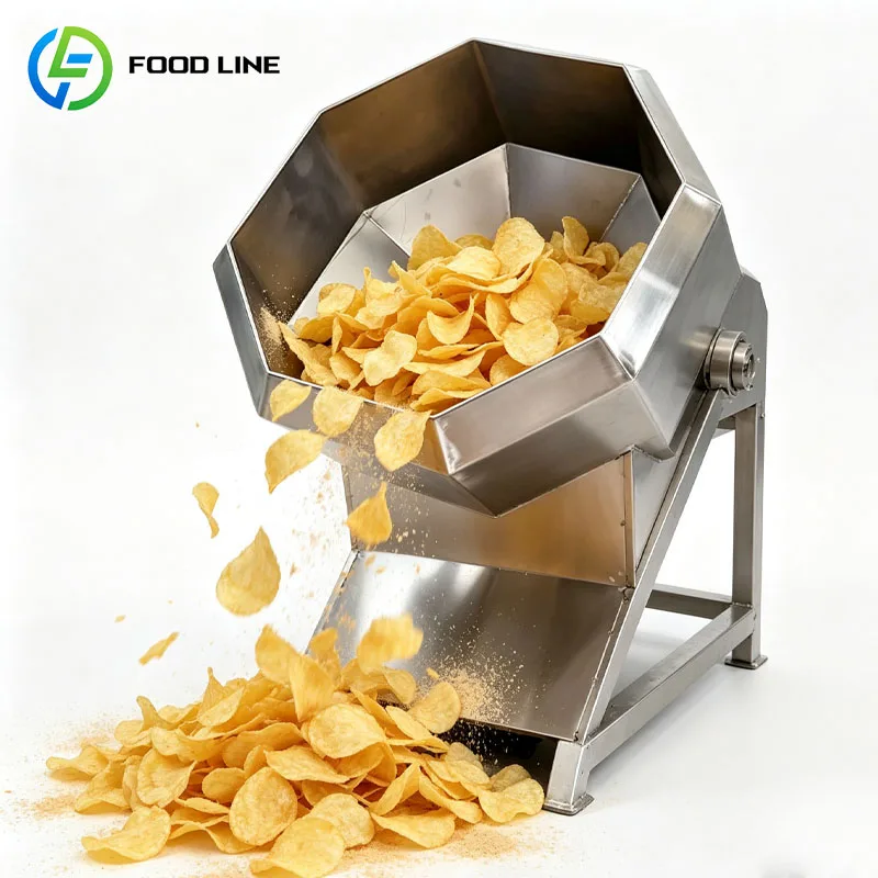 Food Flavoring Machine Commercial Snack Seasoning Tumbler Potato Chips Nuts Popcorn Coating Mixer Customized