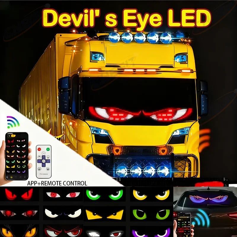 

DIY индивидуальный текстовый узор, программируемый дисплей, грузовик, автомобиль, дьявольский глаз, управление через приложение, прокрутка, рекламная светодиодная вывеска, светодиодные глаза для грузовика