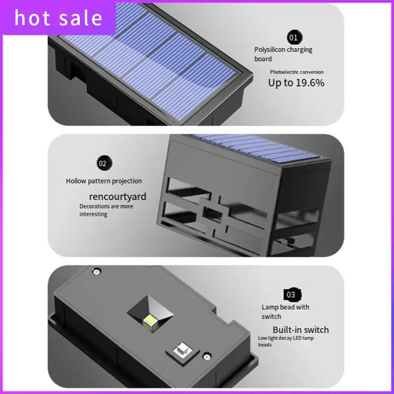 

ELEC-Solar Wall Lights Outdoor Fence Lights LED Waterproof Solar Stair Lights Exterior Patio Lights