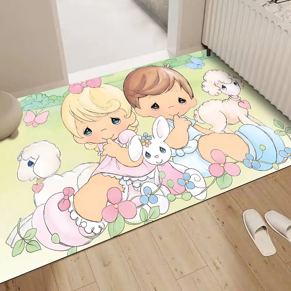 Precious Moments Cute Anime Bathroom Mat Non-Slip Laundry Room Mat Laundry Decor Balcony Child Living Room Toilet Rug
