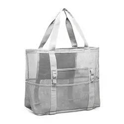 Big Size Beach Bag Para Brinquedos Impermeável Roupa Interior Bolso Sacola de Praia 8 Bolsos Verão Grande Saco De Praia Para Toalhas Malha Durável