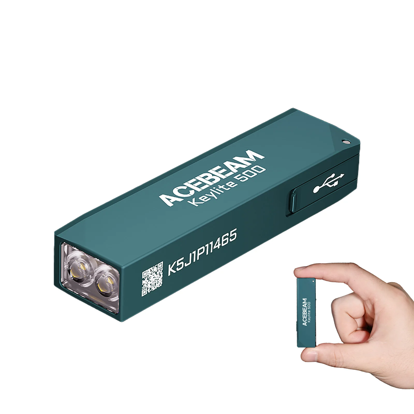 ACEBEAM Schlüsselanhänger-Taschenlampe Keylite 500 EDC Wiederaufladbare Taschenlampe mit Selbstverteidigungs-Stroboskopmodus und Dual-LED-Licht für Camping und Arbeit