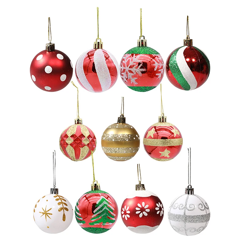 6Pcs 6CM Snow Christmas Balls Pendants For Christmas Tree Decoration Party Hanging Ornaments Xmas Navidad Decor