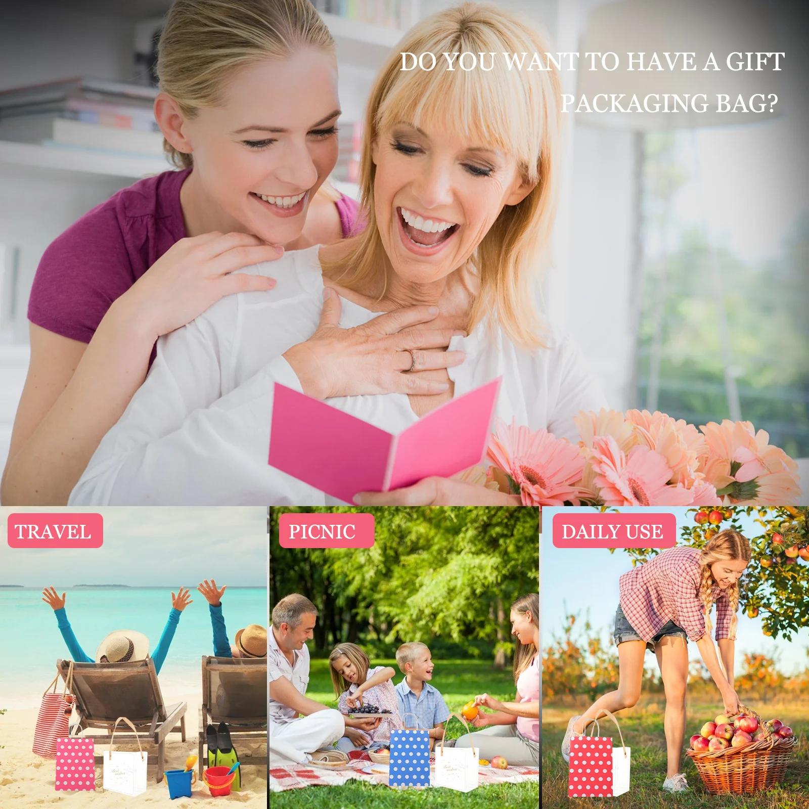 

30Pcs Colorful Polka Dot Gift Bags White Dot Kraft Paper Packing Bags for Christmas Wedding Party Present Wrapping Decor