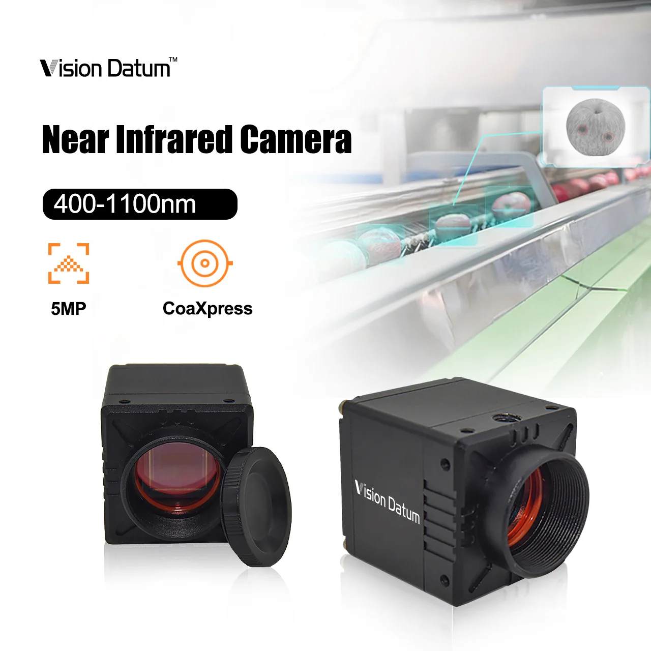 5MP 60FPS USB3.0 CXP RGB Near Infrared 300-1100nm Industrial NIR Camera for Color Sorting System Vision Datum