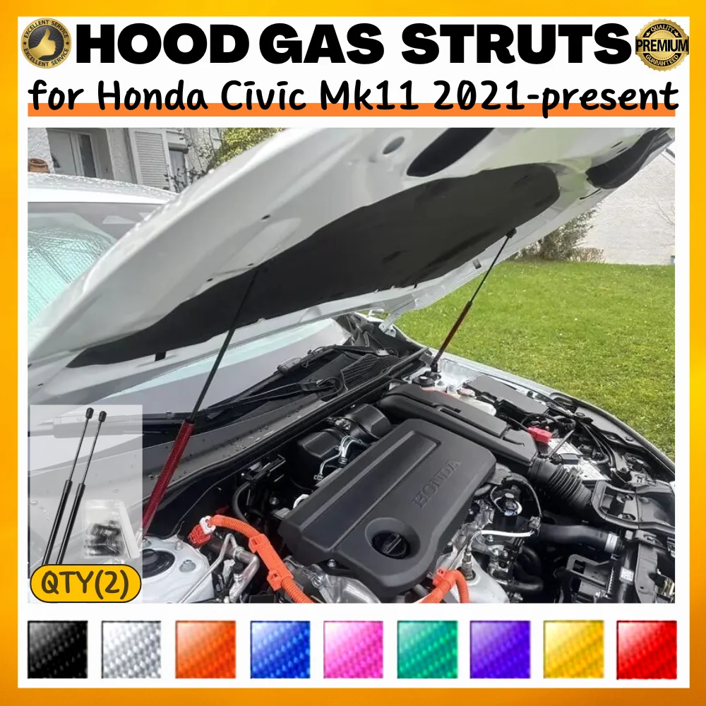 

Qty(2) Hood Struts for Honda Civic Mk11 2021-2025 Front Bonnet Modify Lift Supports Dampers Gas Springs Shock Absorbers