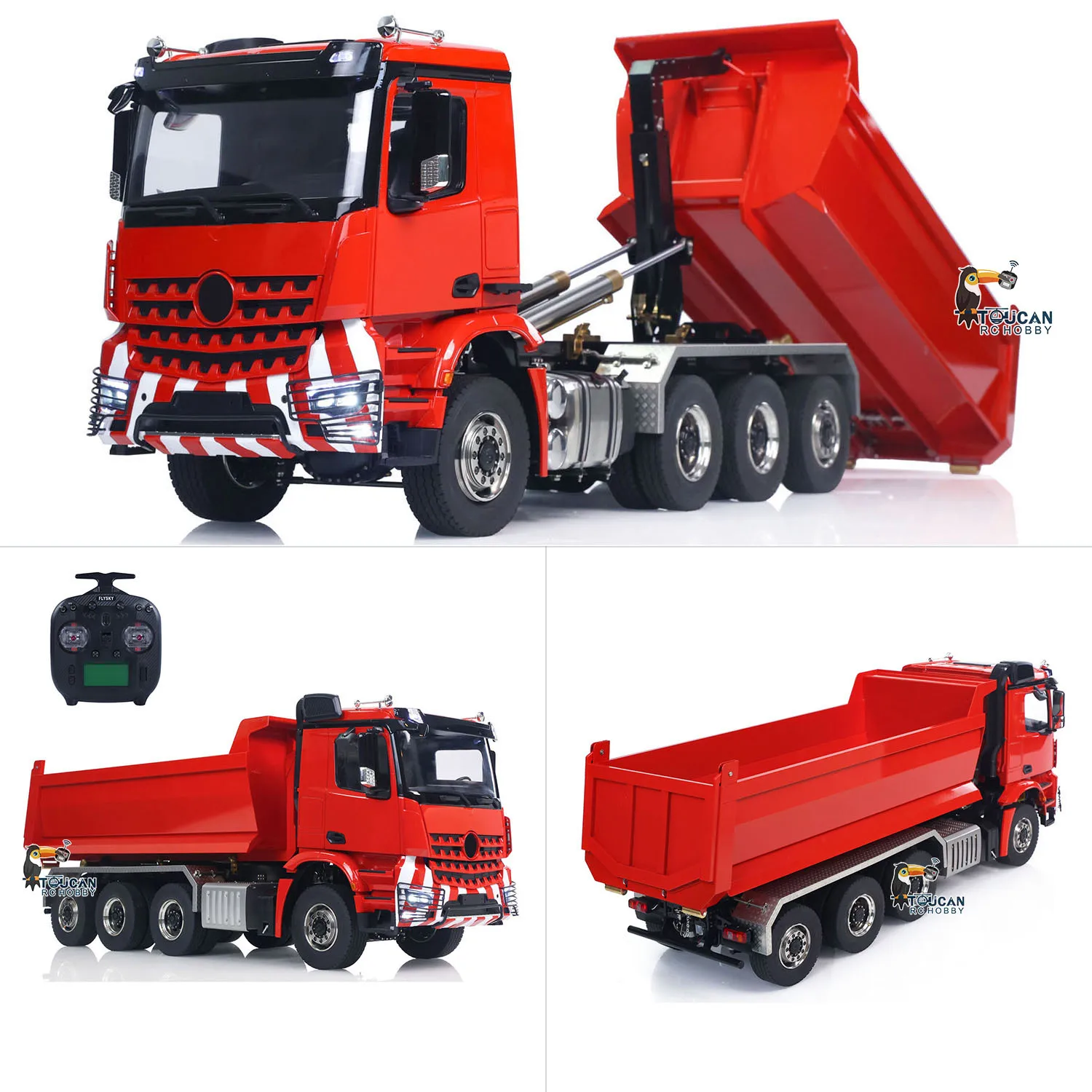 

8x8 1/14 Scale RC Hydraulic Full Dump Truck Radio Control Dumper Tipper Car Model 3-speed Transmission Light Sound Set Toy