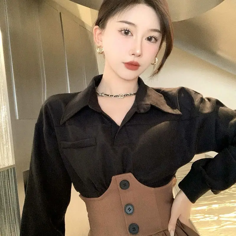 2026 Autumn and Winter Hong Kong Style Pleated Skirt Set Women's Retro Chic High-end Foreign Style Shirt Skirt Two-piece Set