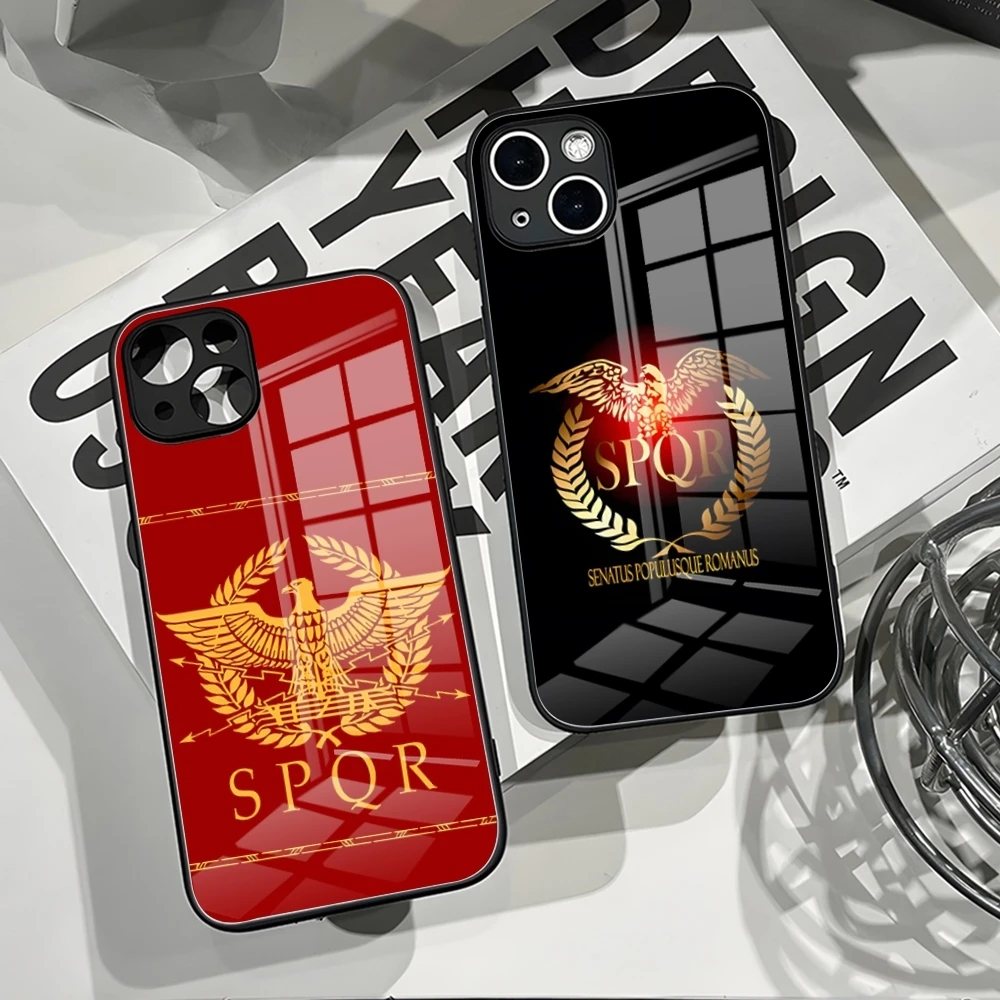 SPQR Roman Imperial Legion Phone Case For IPhone 14 Pro Max 15 Pro 12 11 13 Mini X XR XS 16 Plus SE Tempered Glass Back Cover