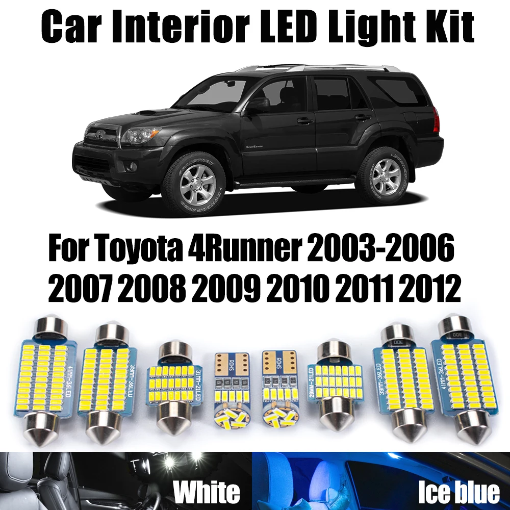 

15 шт. Canbus светодиодный внутренний купольный светильник с картой, комплект ламп для чтения багажника автомобиля для Toyota 4Runner 2003-2008 2009 2010 2011 2012, аксессуары