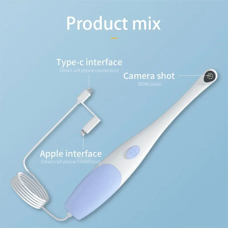 HD Android Apple Visual Mirror Examination 2-In-1 Camera Waterproof Skin Healthy Detecting Cameras For Dentist Observatispection