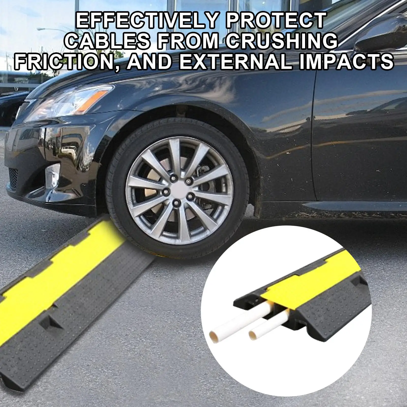 Cable Protector Ramp Wire Cable Cover Cord Guard 2 Channels Rubber PVC Speed Bump Parking Driveway Traffic