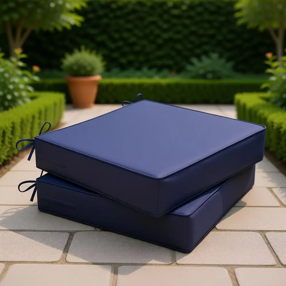 

Набор из 2 подушек для уличных стульев, 24x24x4 дюйма, водонепроницаемые, серые, с эластичными лентами и ручкой