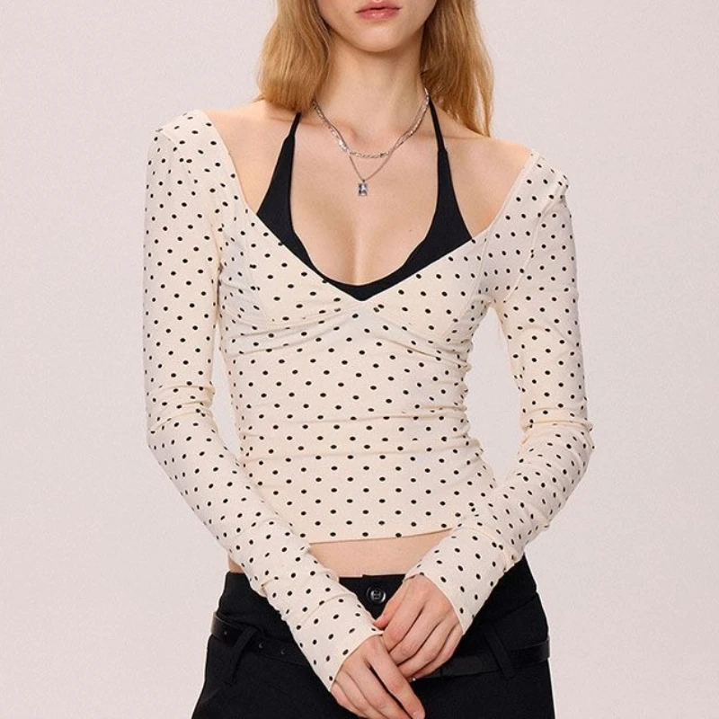 

Autumn New Spicy Girl Short Style Long Sleeved T-shirt for Women, Slim Fit and Versatile Base Shirt Top