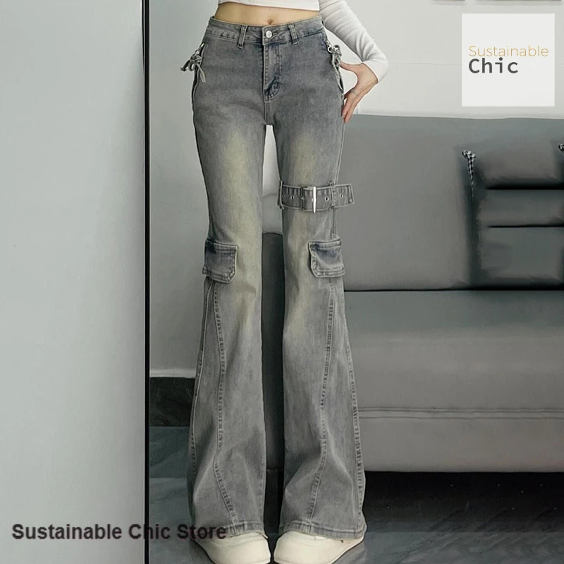 

Korean retro blue micro-la jeans female spring and autumn short straight cover hip slim high waist casual Joker leg bell bottoms