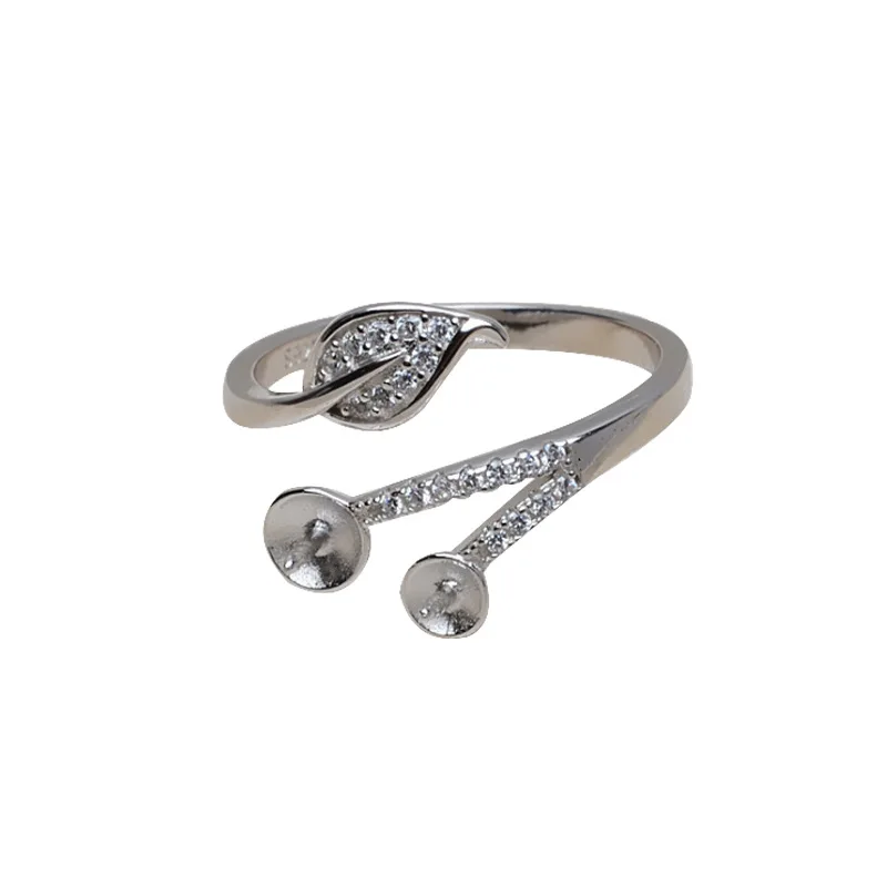 S925 Silver Adjustable Finger Ring Mountings Base Setting Findings Jewelry Accessories for 5-6mm Pearls 3pcs/lot