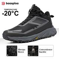Baasploa Men Hiking Shoes Outdoor Waterproof Resistant Sneakers Male Winter Comfort Plush Warm Casual Walking Shoes Non-Slip