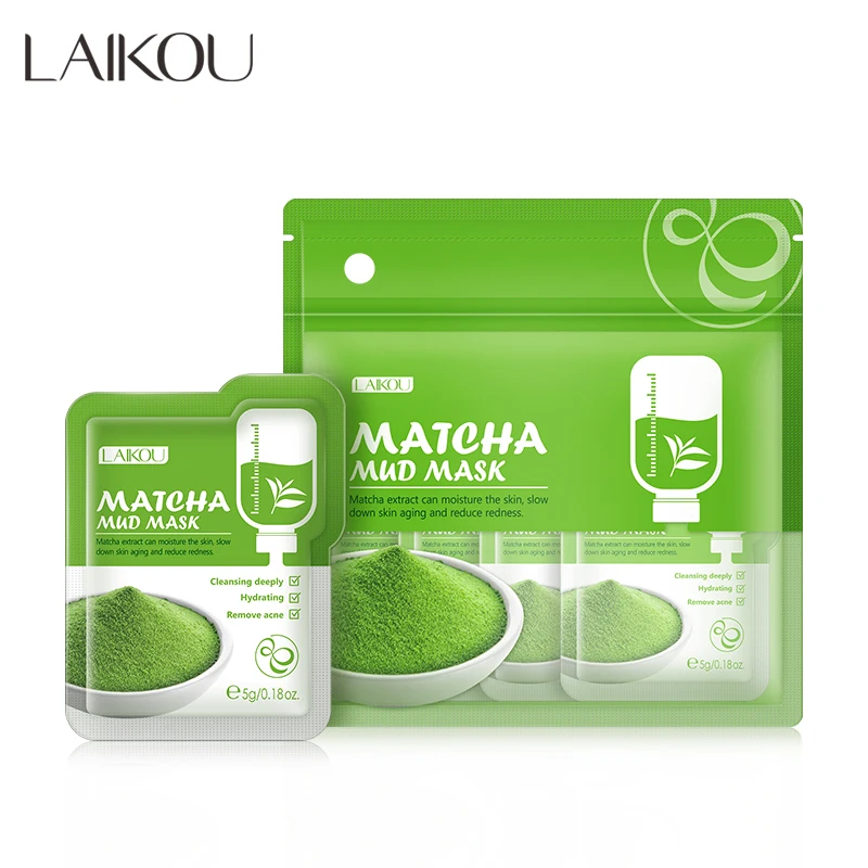 LAIKOU Matcha Green Clay Mud Face Mask Anti Wrinkle Night Facial Packs Dark Circle Moisturize Anti-Aging For Face