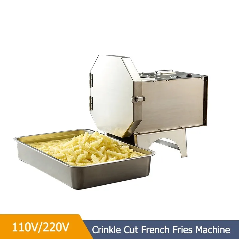 110V/220V Automatic Potato Feeder 400W Stainless Steel Potato Cutting Machine Wolf Tooth Corrugated Potato Chip Making Machine