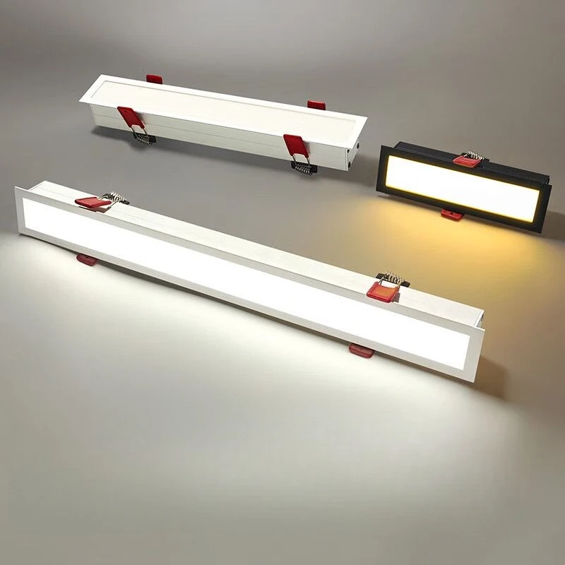 Modern Aluminum Recessed Linear LED Grille Spotlight Flood Diffused Narrow Trim Ceiling Light Living Room Home Decor New