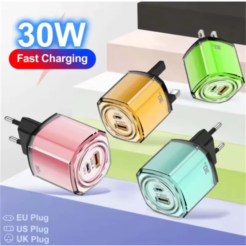 30W USB Typ-C Ladegerät PD Schnellladegerät Handyadapter für iPhone Samsung Xiaomi Quick Charge 3.0 EU/US-Stecker Wandladegerät
