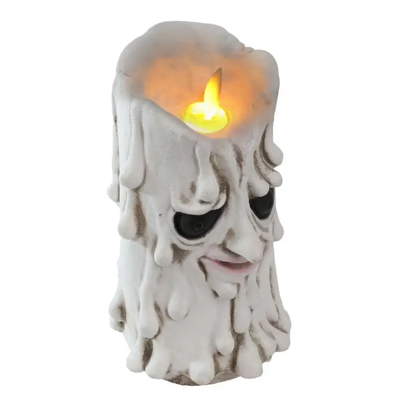 

Halloween Flameless Candles White Scary Face Battery Operated LED Tealight LED Pillar Candles For Holiday Decor Theme Party